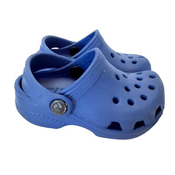 Crocs Clogs Baby Boy Blue Slip On Water Shoes Toddler 2/3 Outdoor Gender Reveal - Picture 3 of 9